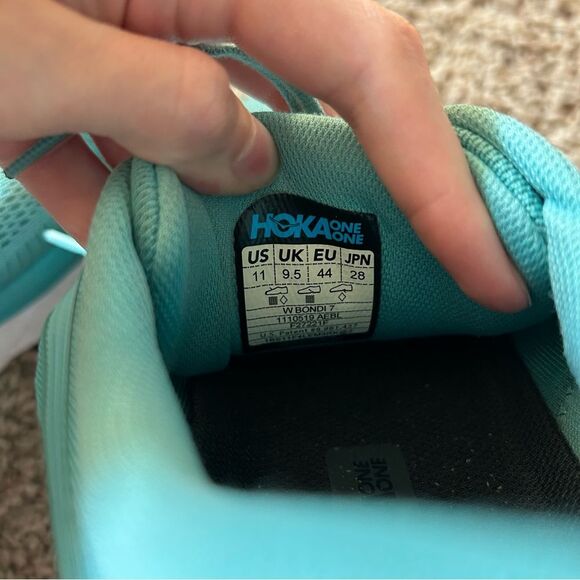 Hoka One Bondi 7 Road Running Shoes Aquarelle Eggshell Blue Size 11 - Picture 7 of 13